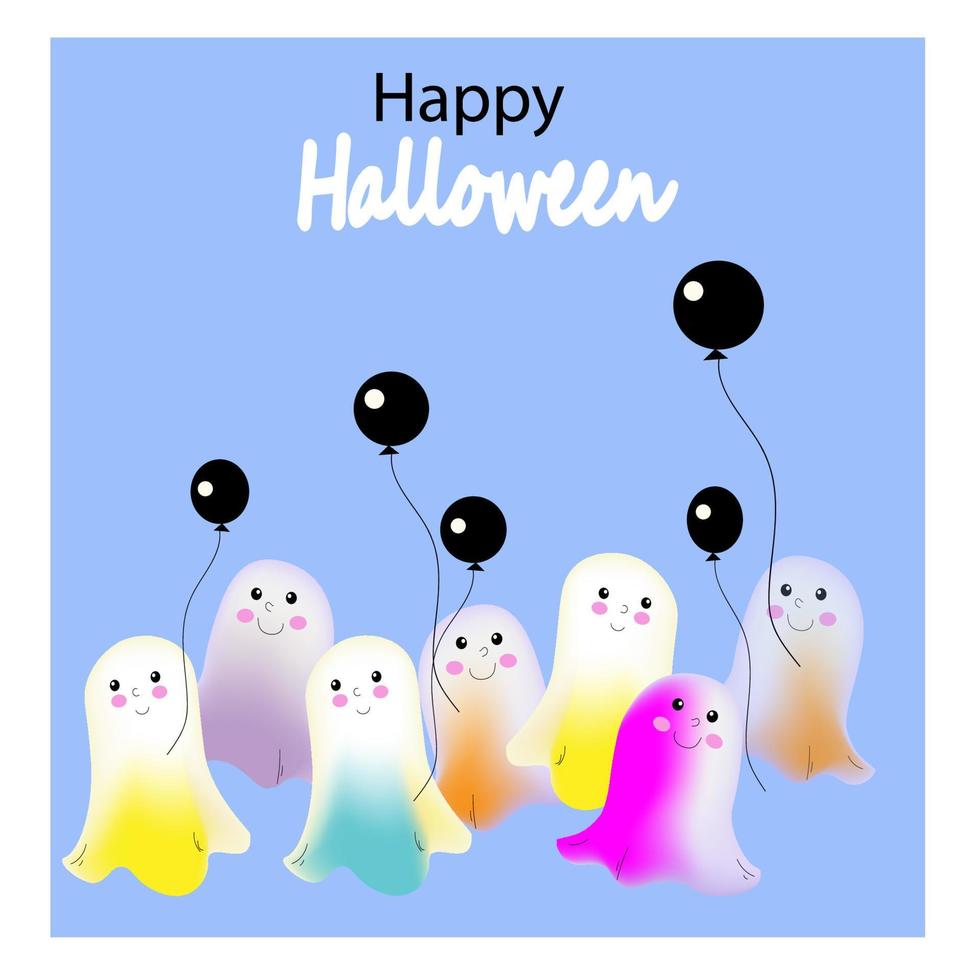 cartaz de halloween vector wiih cute boo, ilustração vetorial de